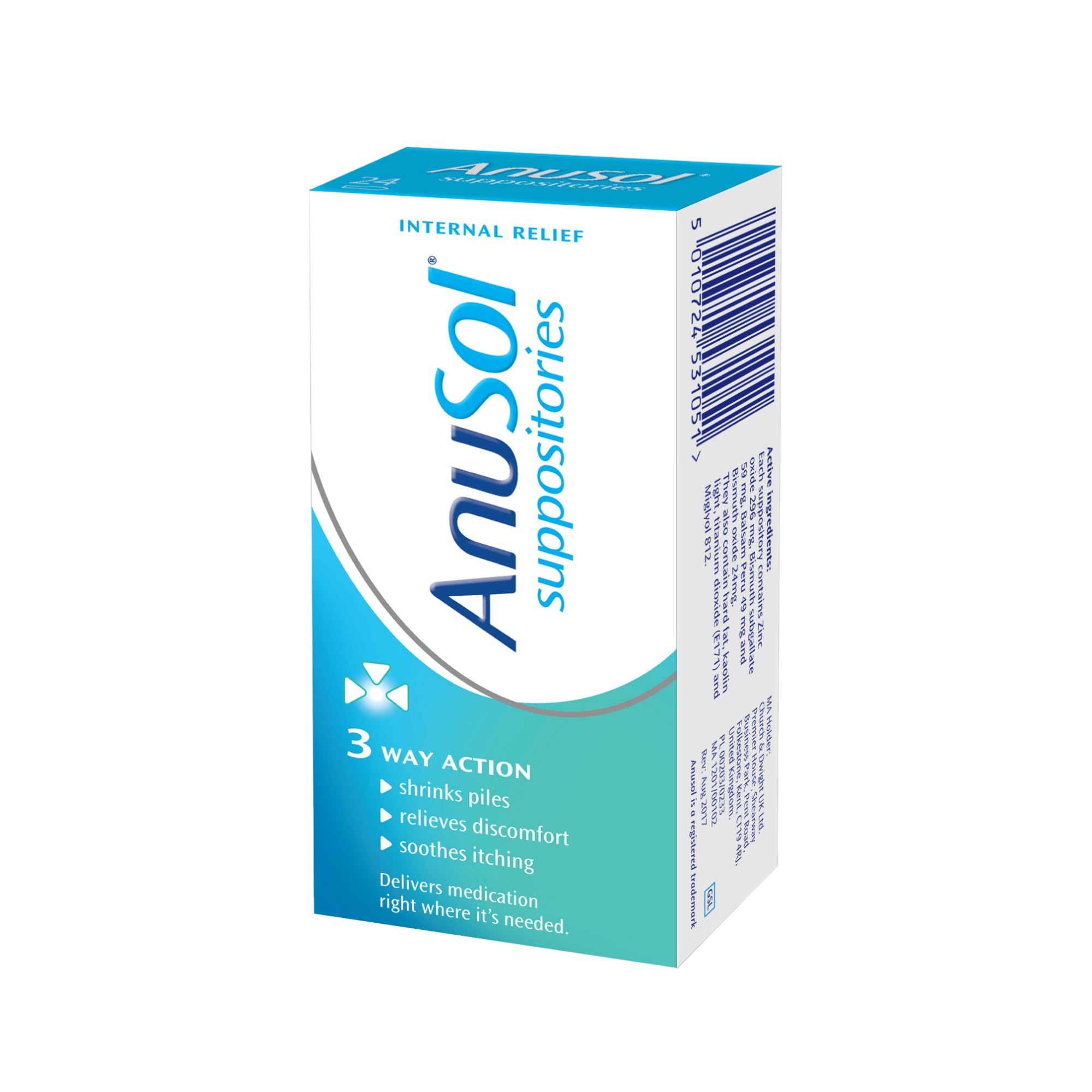 Anusol Suppositories – For Haemorrhoids & Related Conditions – Proven Formula Shrinks Piles, Relieves Discomfort & Soothes Itching – 24-Pack