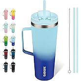 BJPKPK Insulated Tumbler with Handle, 26oz Insulated Tumblers with Lid and Straw, Stainless Steel Metal Water Bottles, Coffee Travel Mugs, Cups, Sky