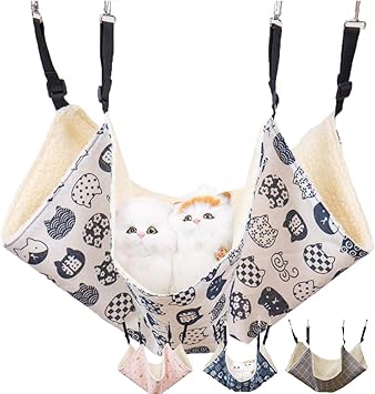 Amazon ハンモック 最新ボア付きタイプ 猫 ケージ 椅子の下用 両面使用 昼寝 日向ぼっこ 冬夏兼用 小中大型 耐荷重10kg 暖かい 寒さ対策 ふわふわ もこもこ 柔らかい 洗える 犬用 猫用 ペットハウスぐっすり眠る 防水 37cmx48cm 白 ネコ ドリス ベッド ソファ 通販