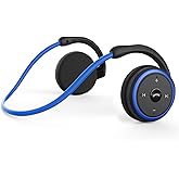 RTUSIA Small Bluetooth Headphones Wrap Around Head - Sports Wireless Headset with Built in Microphone and Crystal-Clear Sound, Foldable and Carried in The Purse, and 12-Hour Battery Life, Blue