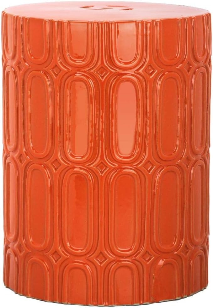 Safavieh Melody Glazed Ceramic Decorative Garden Stool, Orange