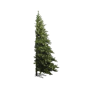 Vickerman Pre-Lit Westbrook Pine Artificial Half Wall Christmas Tree with Clear Lights, 6.5' Vickerman Westbrook Half Tree with DuraLit 400 Clear Lights 65Feet by