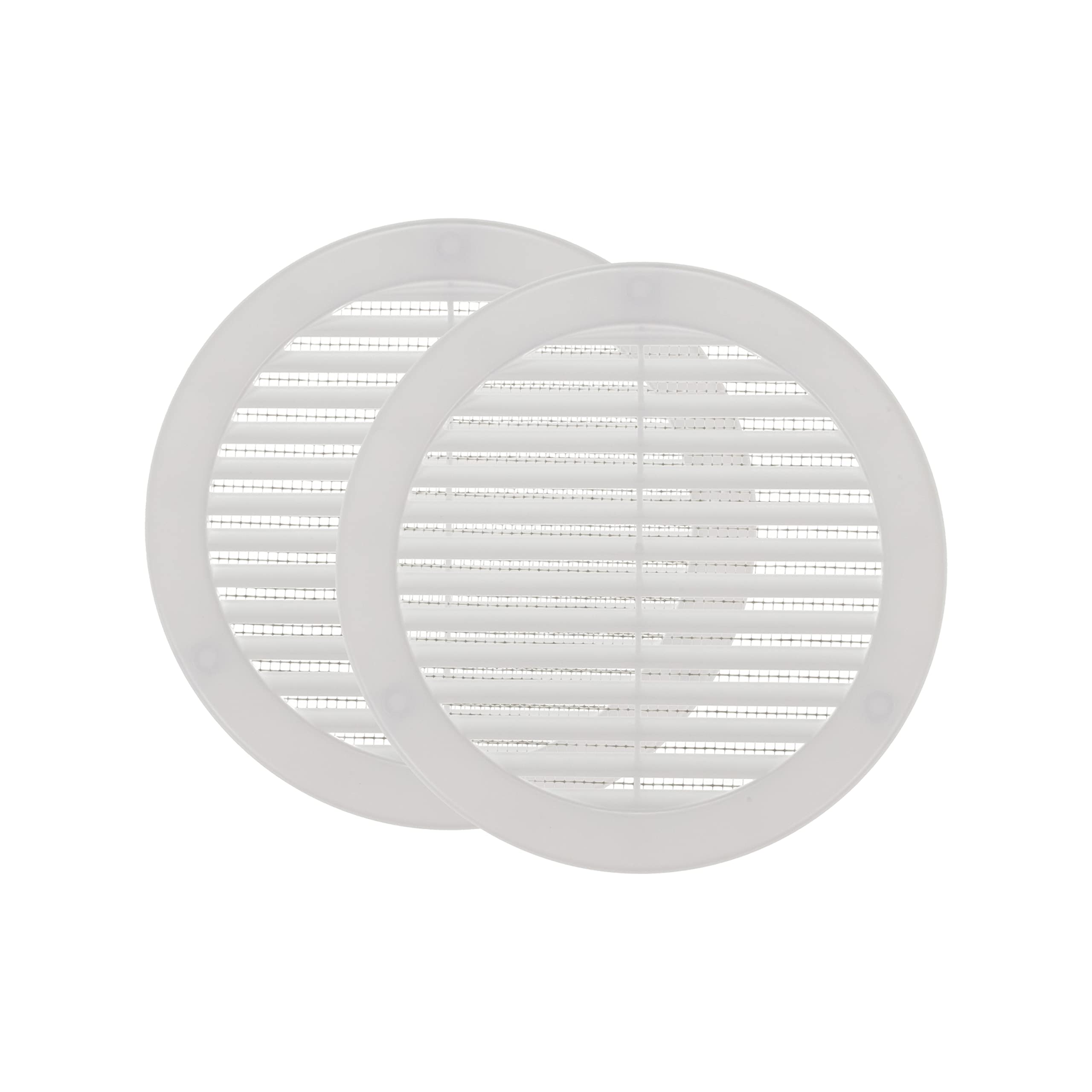 Vent Systems 150 mm / 6" Inch (Opening Dimensions) - Pack of 2 - White Soffit Vent Cover - Plastic Round Air Vent Grille - Built-in Mesh Screen - HVAC Register Louver for Bathroom, Home, Kitchen
