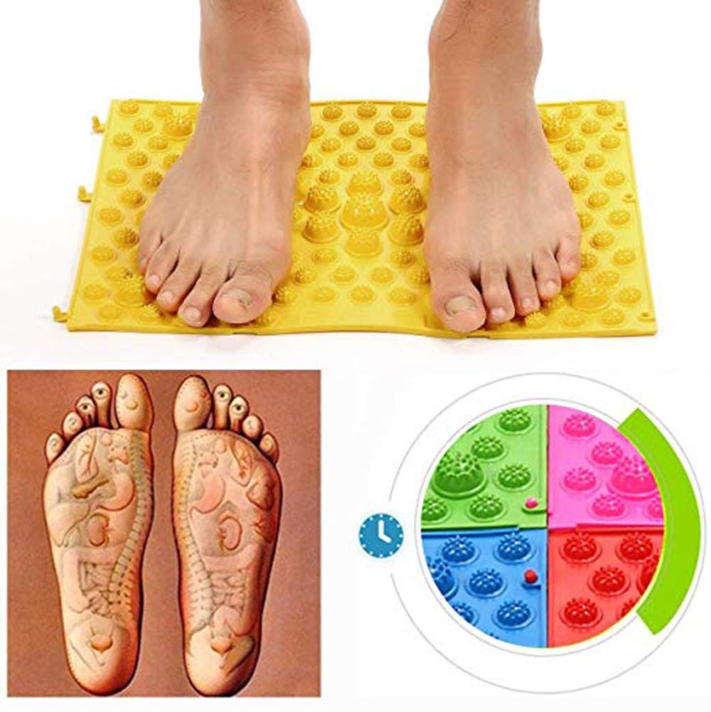 Yobeyi Foot Massage Acupressure Mat Game Foot Reflexology Walking Toe Plate Massage Pad Bathroom Mat Yoga Mat Sports Mat 2 PCS (Yellow)