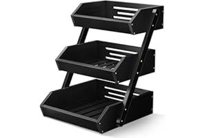 G.a HOMEFAVOR Large Bamboo Fruit Basket, 3 Tier Fruit Bowl for Kitchen Counter, Fruit Holder for Kitchen Countertop, Snack Fr