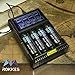 ROKKES Universal Intelligent Battery Charger - NOKOSER D4U 4Bay Rapid Digital LCD Display Smart Charger, USB Powered + Power Bank + Battery Tester For Rechargeable 18650/IMR/Li-ion/LiFePO4/Ni-MH/Cd AA