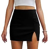 DZJYCJ Black Mini Skirt High Waisted Y2K Bodycon Slit Stretchy Short Sexy Skirts for Women