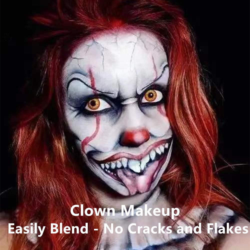 Go Ho Makeup Clown White Black Red Face Paint,3 IN 1 Colors Wheel for Clown Makeup Special Effects,Zombie Vampire Skeleton for Halloween Costume and Body Paint