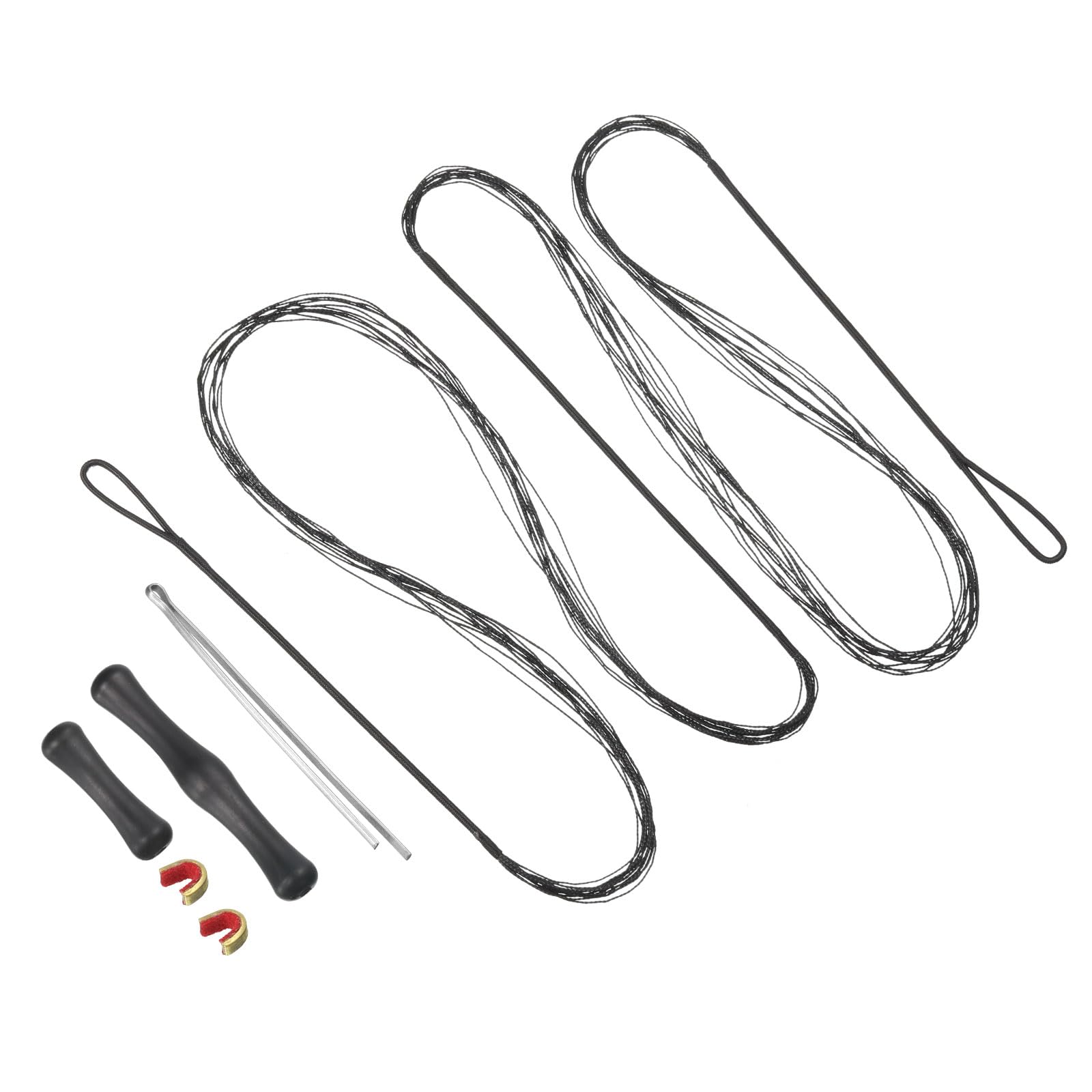 PATIKIL Bow String Replacement with 2 Nock Points Bowstring Finger Guards for AMO 70", 12 Strands Traditional Recurve Bowstring, Black