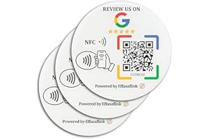 EFFASAFLINK Epoxy Sticky Card with NFC Chip & QR Code - Compatible with Google Business Page for Customer Reviews, Boost Business Reviews, Essential for Small Business, for iPhone & Android (White-3 Cards)