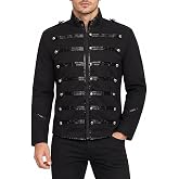CHXLQQX Mens Unique Gothic Steampunk Silver Black Parade Military Drummer Jacket for Marching Band Events
