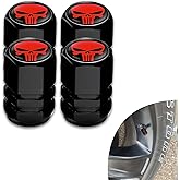 ijuicy 4 PCS Car Tire Valve Stem Caps, Air Caps Cover with Skull Pattern, Dust Proof Metal Valve Stem Covers, Universal for Cars, SUVs, Bikes, Trucks and Motorcycles (Red)
