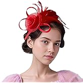 Punctualgood Fascinators Hat for Women, Mesh Feather Headband with Hair Clip for Tea Party Wedding Cocktail