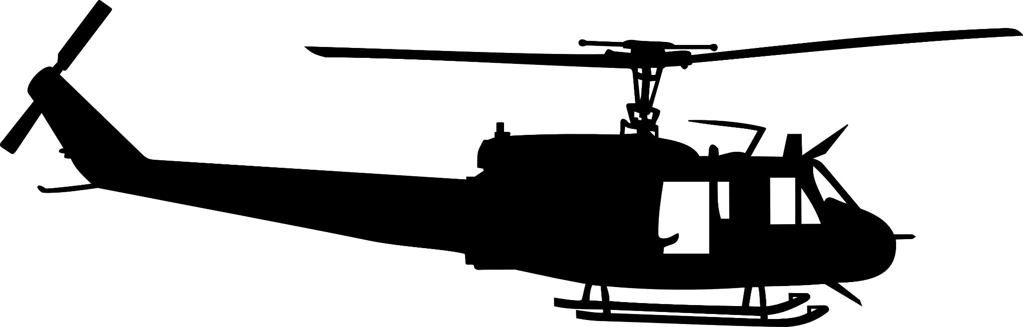Huey UH-1 Helicopter Vinyl Decal v1 2.5x8 Inch Black