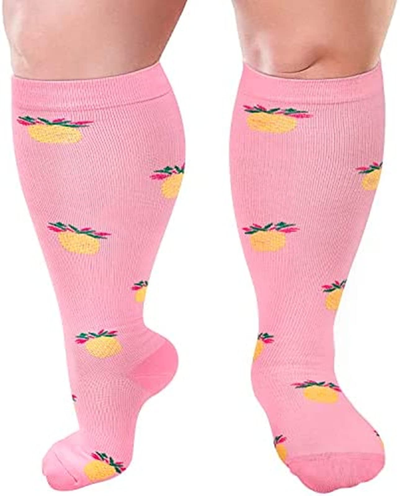 Cheeroyal 1 Pair Plus Size Compression Socks for Women and Men, 20-30mmhg Extra Large Wide Calf Knee High Stockings for Circulation Support (3XL, YS001-65)