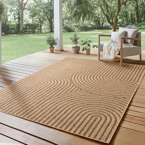 SIMPEX Indoor Outdoor Teppich Wetterfest- pflegeleicht im natürlichen Jute-Look, Sisal Teppich Wohnzimmer, Küche, Terrasse, Garten und Balkon, 160x230
