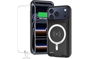 SNRONEW Battery Case for iPhone 17 Pro Max, 12000mAh Capacity Portable Charger Case Rechargeable Smart Battery Pack Compatible with iPhone 17 Pro Max 6.9 inch Charging Cover Support Wireless Charging (Black)