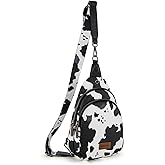Wrangler Western Crossbody Sling Bags for Women Backpack Chest Bag for Travel, Daily Use, and Gifts - Leopard and Cow Print