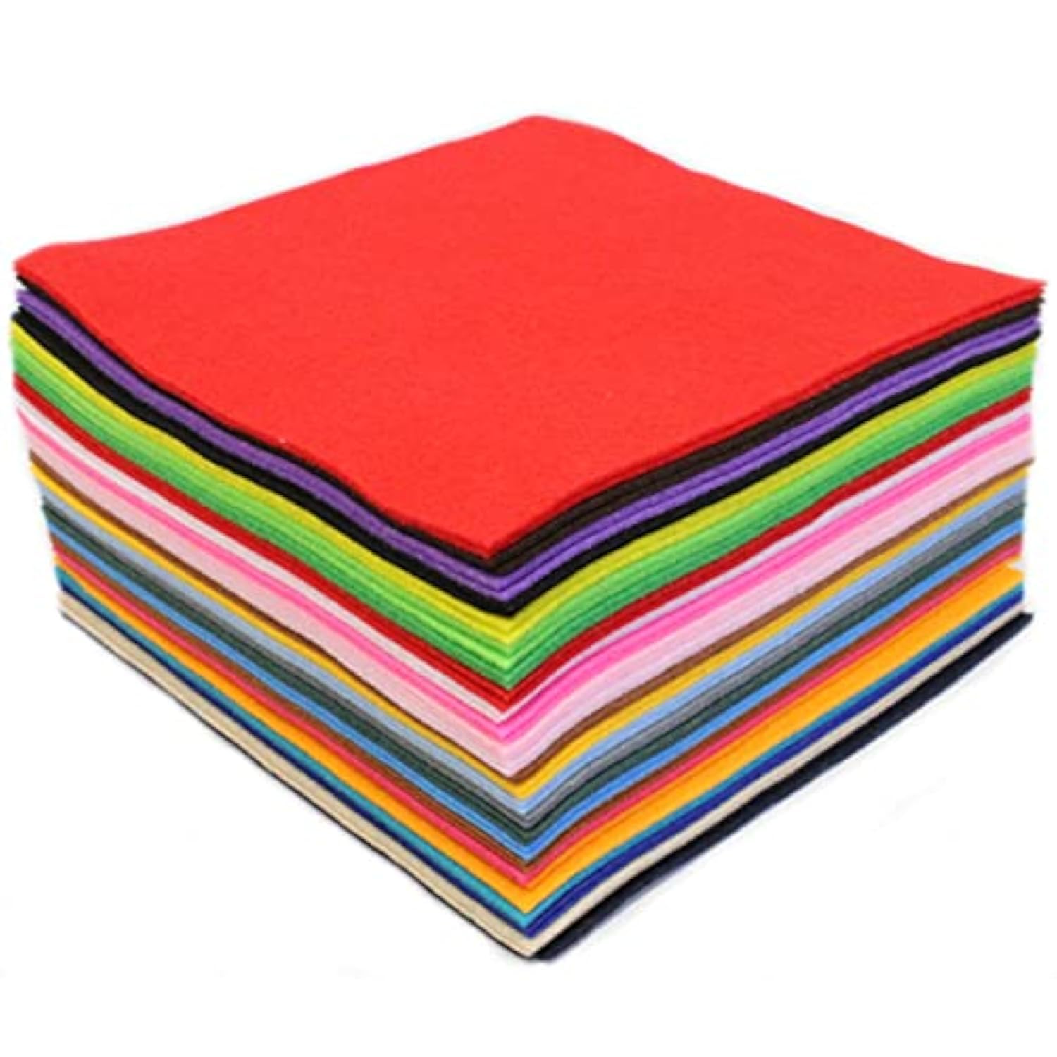 Bright Ideas Felt Sheets. Sheet Size: 22cm x 22cm, PK50 Sheets in 25 Assorted Colours. 1.4mm Thick Polyester Felt Square Sheets for Craftwork Sewing, Patchwork and Arts & Crafts. BI8090.