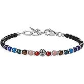 COAI 7 Chakra Bracelet for Women, OM Charm Hematite Onyx Beaded Bracelet for Women