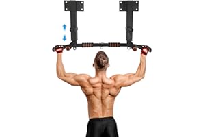 BESTHLS Wall Mounted Pull Up Bar and Dip Station, Heavy Duty Wall Mount Pull-up Chin Up Bar Multifunctional Home Gym Workout Indoor Exercise Equipment Support to 440 Lbs