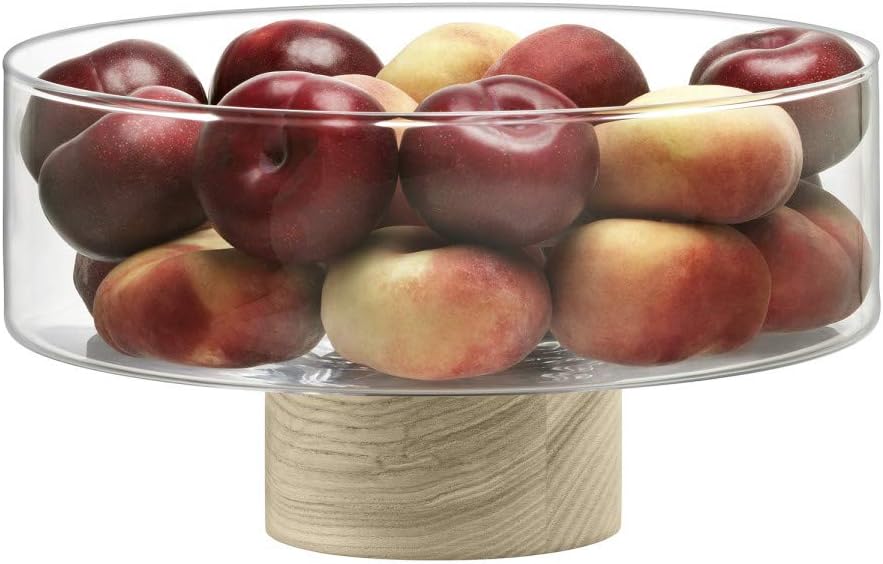 LSA International Lotta Pedestal Bowl Clear & Ash Base diameter 25cm, Transparent