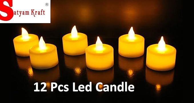 SATYAM KRAFT Acrylic Led Tea Light Candle Diya (Yellow)