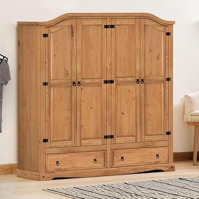 Mercers Furniture Corona 4 Door 2 Drawer Wardrobe Solid Pine 190cm High