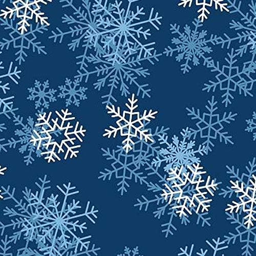Dark Blue Snowflake Fleece Fabric - 60" Wide - Style# 22359-3