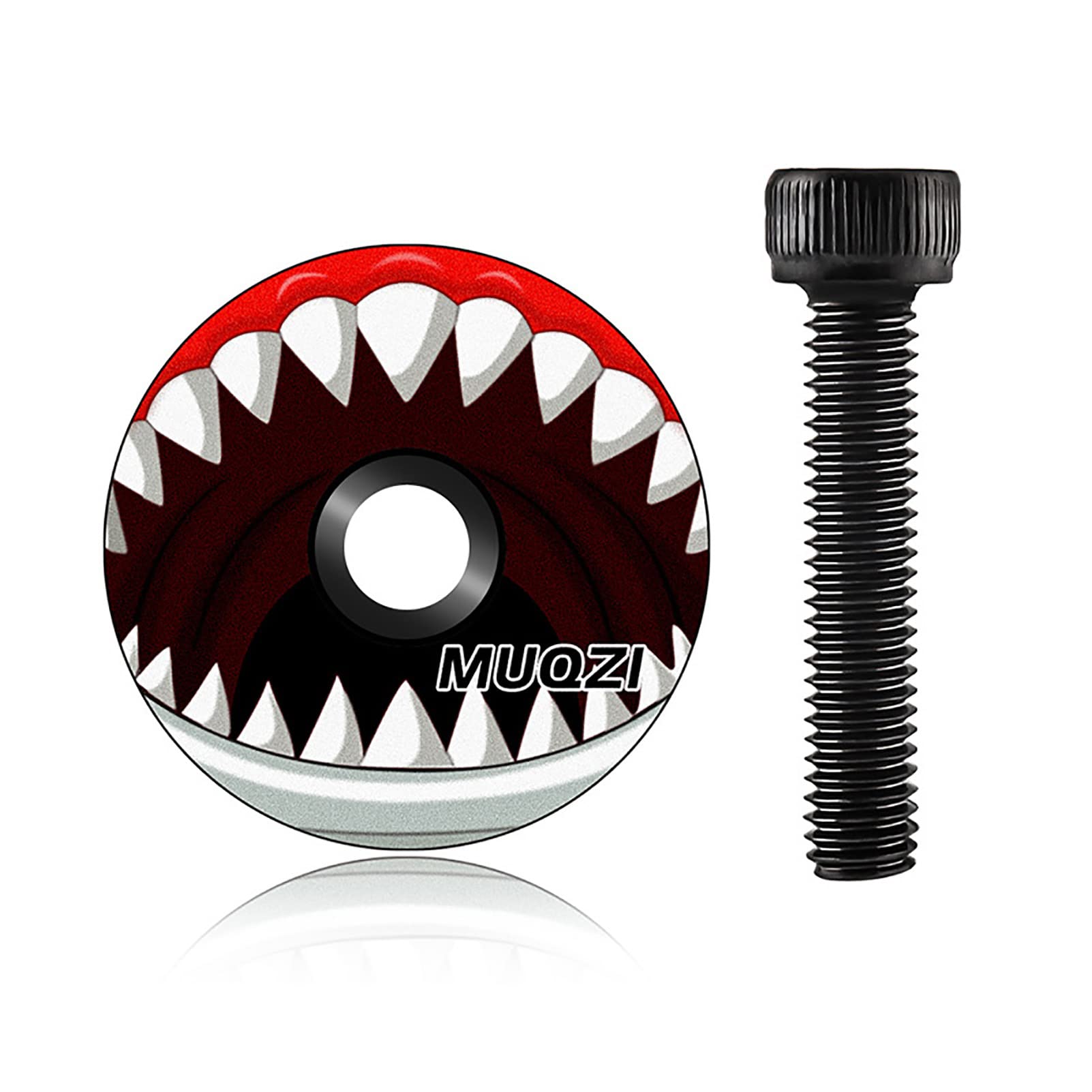 Sanmum 1 1/8 Inch Bicycle Headset Top Cap Cover with Aluminum Bolt MTB Bike Headset Cover Stem (Shark's Mouth)