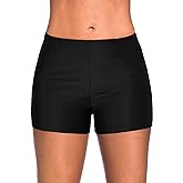 Yonique Womens Swim Shorts Solid Tankini Bottoms Swimsuit Bottoms(Available in Plus)