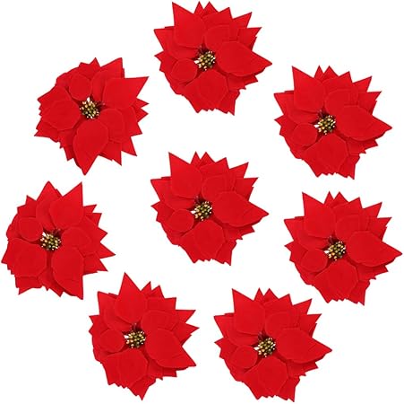 Immagini Di Fiori Natale.Vorcool 50 Pezzi Stella Di Natale Artificiale Teste Di Fiore Dell Albero Di Natale Decorazioni Natale Porta Di Casa Corona Tavolo Centrotavola Arrangements Falsi Appeso Vine Swag Decorativa Amazon It Casa E Cucina