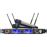 SENWOSI Profession Wireless Microphone System, UHF Handheld Dual Cordless Mic True Diversity Metal Microphones Set, 700ft Range, 2x100 Channels, Auto Scan, Mics for Stage/Studio/Singing/Church