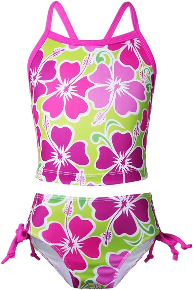 Maillot De Bain 2 Pièces Fille Anti-UV - Haut Manches Longues Rash Guard + Short De Bain - Taille 5 à 16 Ans - Séchage Rapide