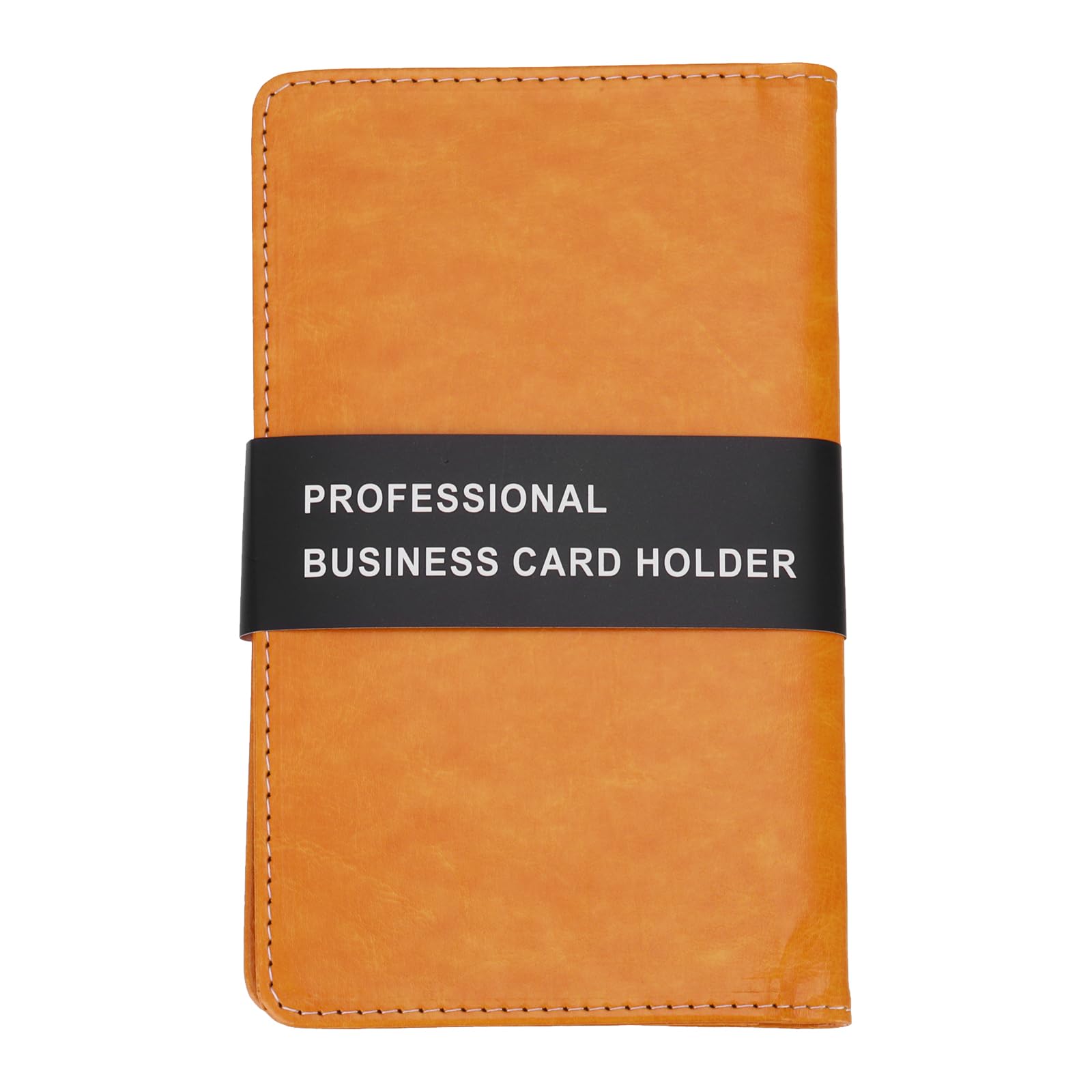 PATIKIL Leather Business Card Holder, Professional Business Card Book Organizer Name Card Book Holder 240 Card Capacity for Different Cards, Orange