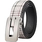 HATAMOTO Leather Belt for Men Ratchet Adjustable Slide Belt 1 3/8'' Width in Gift Package Fit Everywhere Checker