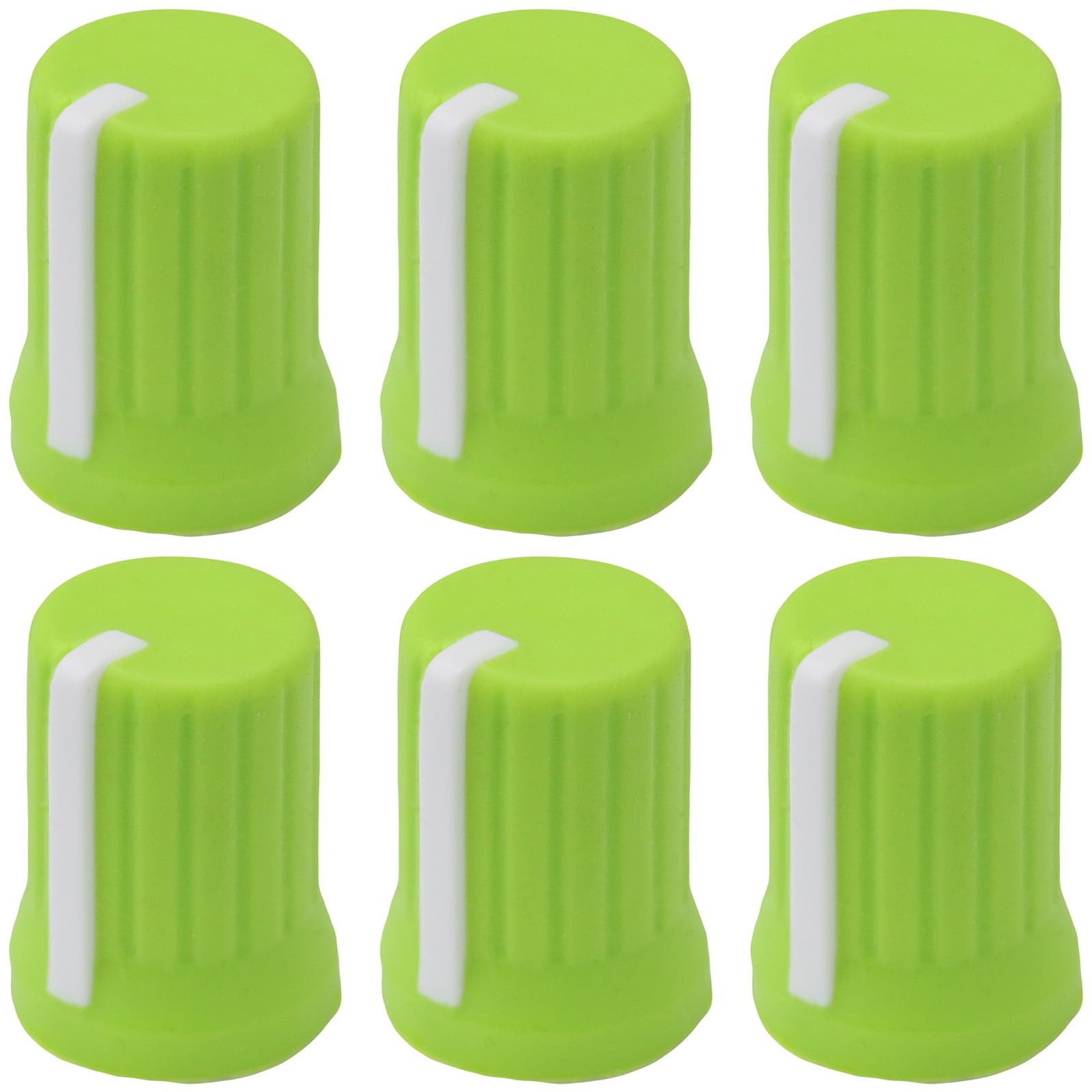 6mm D-Shaft Hole Rubber Soft Grip Vibrant Colour Body Mixer Knobs Pack of 6 (Green)