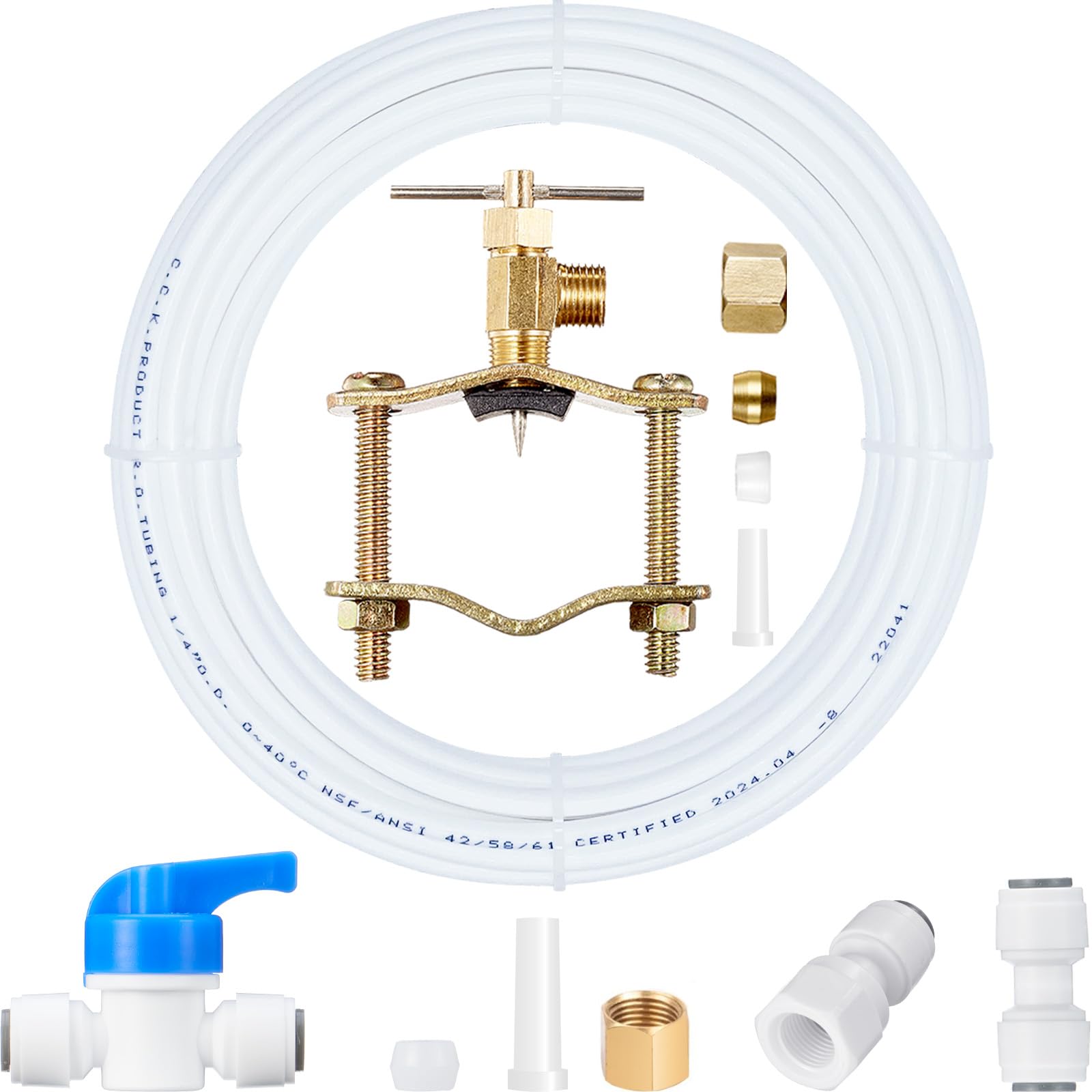 Photo 1 of Ice Maker Water Line Kit - Food Grade Refrigerator/Fridge Water Line Kit,25FT 1/4In O.D.Water Line with Self Piercing Valve and Quick Fittings, for Adding a branch waterway to Refrigerator/Ice Maker