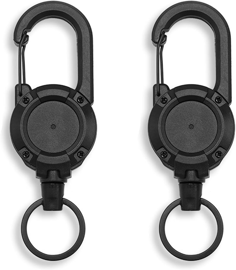 Siliget Heavy Duty Lanyard Badge Reel 23.6 in Steel Cord Retractable Black