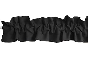 Zen Creative Designs Solid Poplin Sleeve Topper Window Valance Top Bottom Ruffle Home Décor Bedroom Nursery Kitchen Window (58" Wide x 5" Tall, Black)