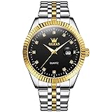 OLEVS Black Dial Watch for Men Gold and Silver Two