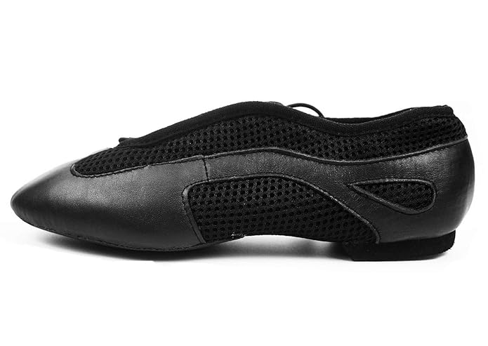 DANCE YOU Jazzschuhe mit Schnürsenkel Tanzschuhe Gymnastikschuh mit Geteilte Sohle Jazztanzschuh aus feinem Leder für Kinder 