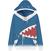 CosplayCos VTuber Gawr Gura Hoodie Cosplay Pullover Shark Hat Sweatshirt Zipper Halloween Costume Unisex Adult