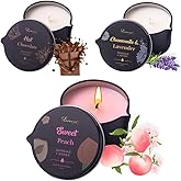 3 Pack Soybean Wax Scented Massage Oil Candle for Skin Moisturizing- Low Temp Body SPA Candle-Gift Candle Set-6.9OZ (Sweet Peach, Hot Chocolate, Lavender Chamomile)
