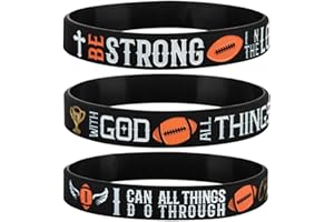 Sainstone Football Silicone Motivational Wristbands, Power of Faith Rubber Inspirational Quote Bracelets for Men Women Athletes Teens Sports Birthday Party Cheer Gifts Supplies Favors