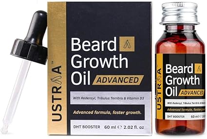 Amazon Com Ustraa Beard Growth Oil Advanced 2 02 Oz Beard Growth Oil For Patchy Beard With Redensyl And Dht Booster Nourishment Moisturization No Harmful Chemicals Health Personal Care