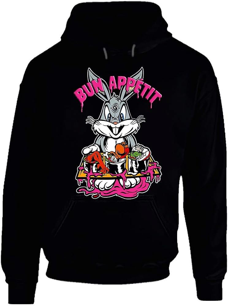 Amazon.com: JDQtees Mens Looney Tunes Bugs Bunny Appetit Black Hoodie - Cartoons TV: Clothing