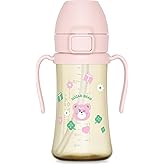 GROSMIMI x KNOTTED Flip Top Spill Proof Sippy Cup, PPSU, BPA Free, Stage 2 Straw for Toddlers (Sugar bear 10oz)