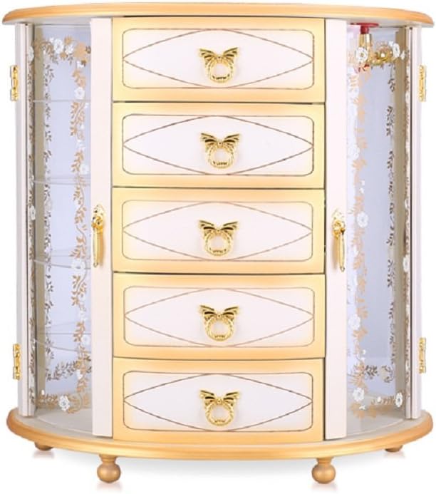 Legoyo Double Open 5 Layer Hemlock Real Wood Jewelry Box White Large/Huge Size