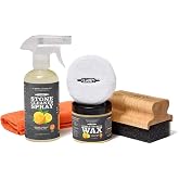 CLARK'S Soapstone &amp; Concrete Wax Cleaner Care Kit, Orange Lemon Scent | Includes Soapstone Cleaner (12oz), Soapstone Wax (6oz), Buffing Pads, Wax Applicator, Buffing Pads &amp; Microfiber Cloth